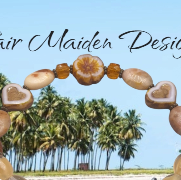 Handmade Mango Agate and Czech Glass Bracelet - Picture 3 of 4